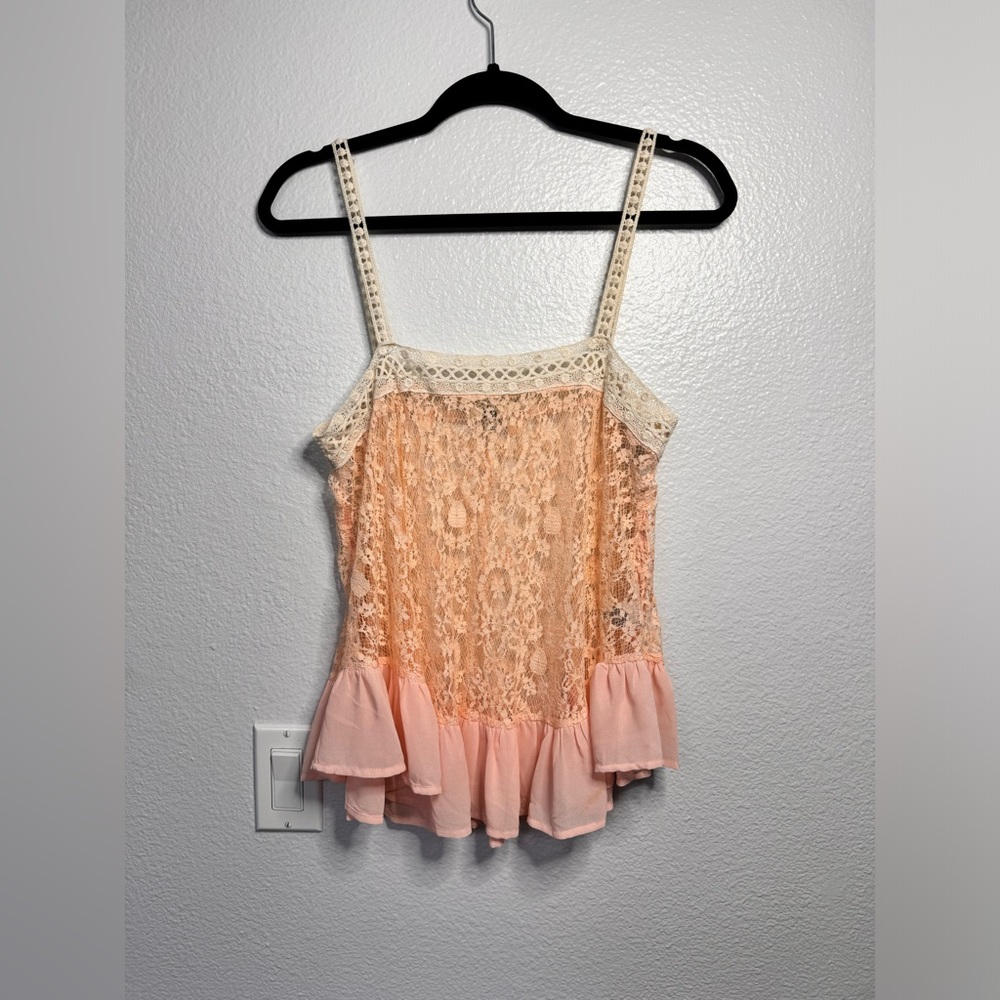 Lacey pink ruffle top